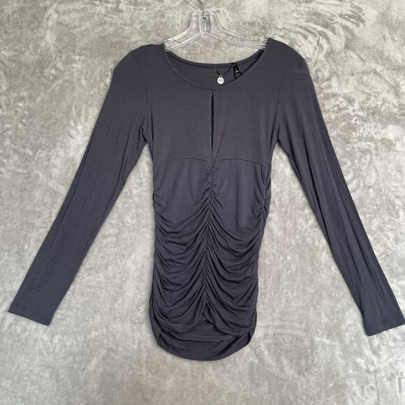 NEW BKE Buckle Club Top Womens Small Ruched Keyhole Long Sleeve Stretch READ - Picture 1 of 9